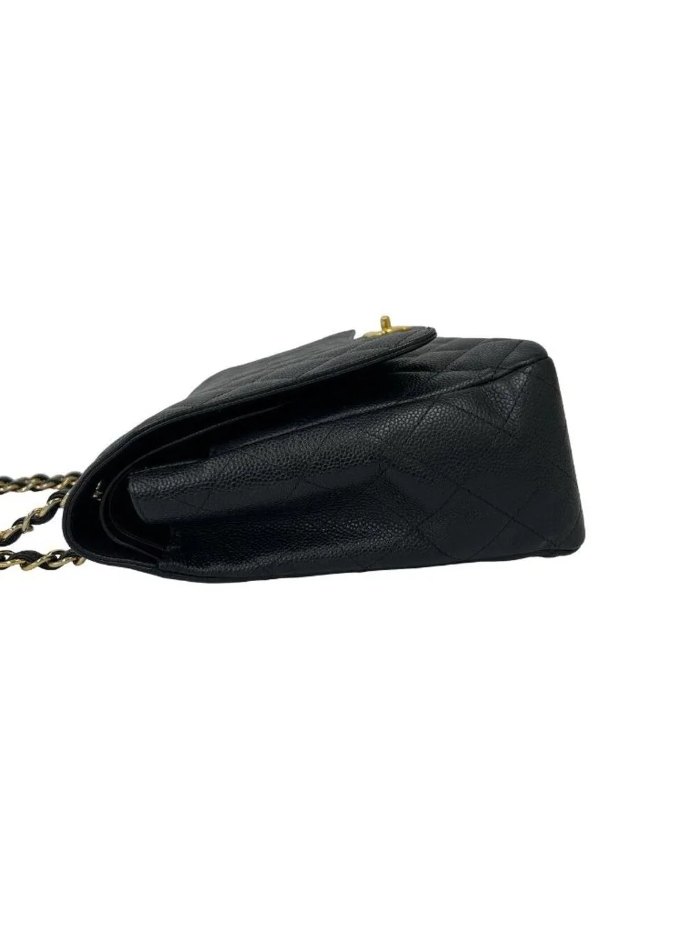 Chanel Quilted CC Logo Caviar Leather 2-Way Shoulder Bag Black